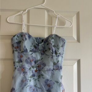 NTW Lulu's Baby Blue Pastel Floral Chiffon Dress
